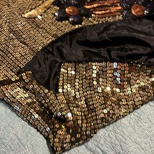 Vintage Sunburst Starburst Silk Lined Sequin Top One Size
